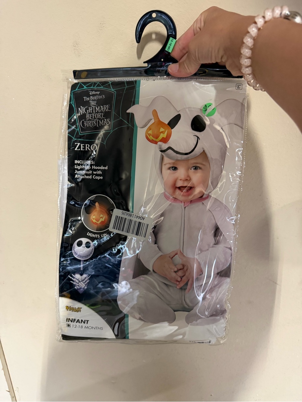 Spirit Infant Zero Light-Up Hooded Costume - White with Orange Pumpkin